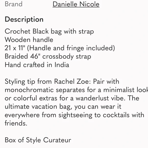 🪅Danielle Nicole Macrame Handbag Black Fringe - Picture 10 of 10